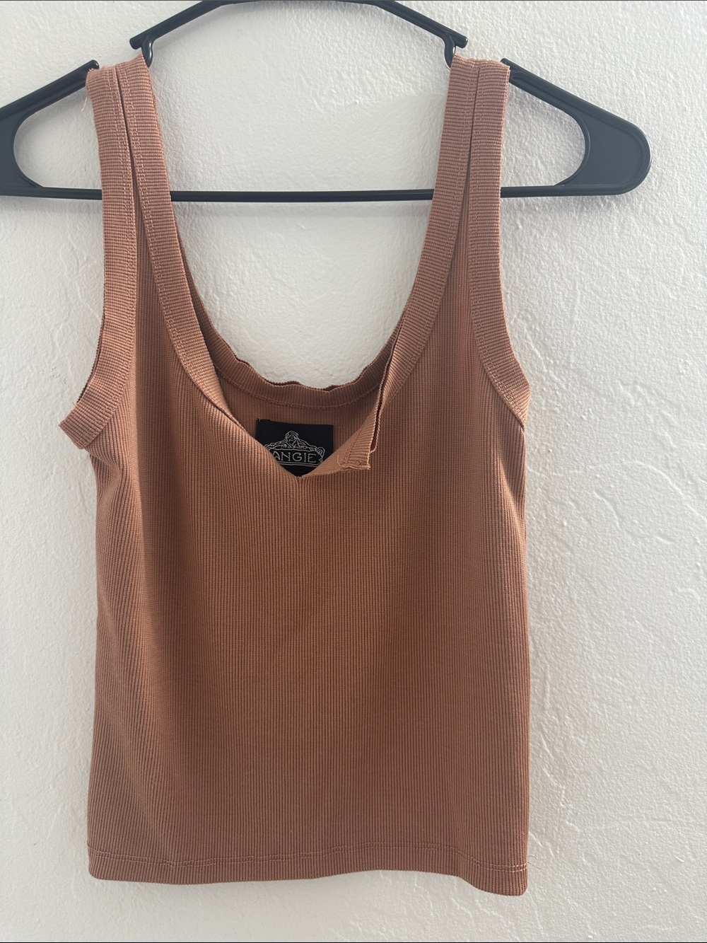 Angie Ribbed Tank Top in Camel